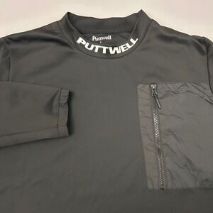 Puttwell‎ Mens L Black Long Sleeve Mock Neck Golf Pullover 1/4 Zip Performance